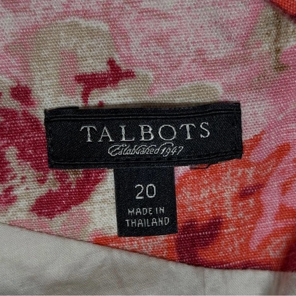 Talbots Pink Multi Floral Boho Sheath Dress Sleeveless V-Neck Rose Print Size 20 - Picture 5 of 6